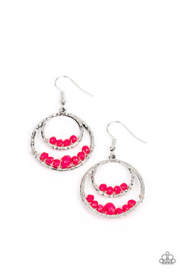 paparazzi-accessories-bustling-beads-pink-earrings