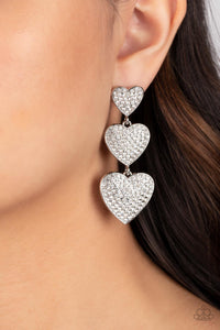 Couples Retreat - White Post Earrings - Paparazzi Jewelry