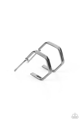 paparazzi-accessories-haute-hexagons-black-earrings