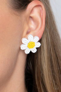 Sensational Seeds - White Post Earrings - Paparazzi Jewelry