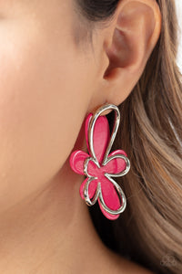 Glimmering Gardens - Pink Post Earrings - Paparazzi Jewelry