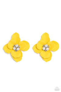 paparazzi-accessories-jovial-jasmine-yellow-post earrings