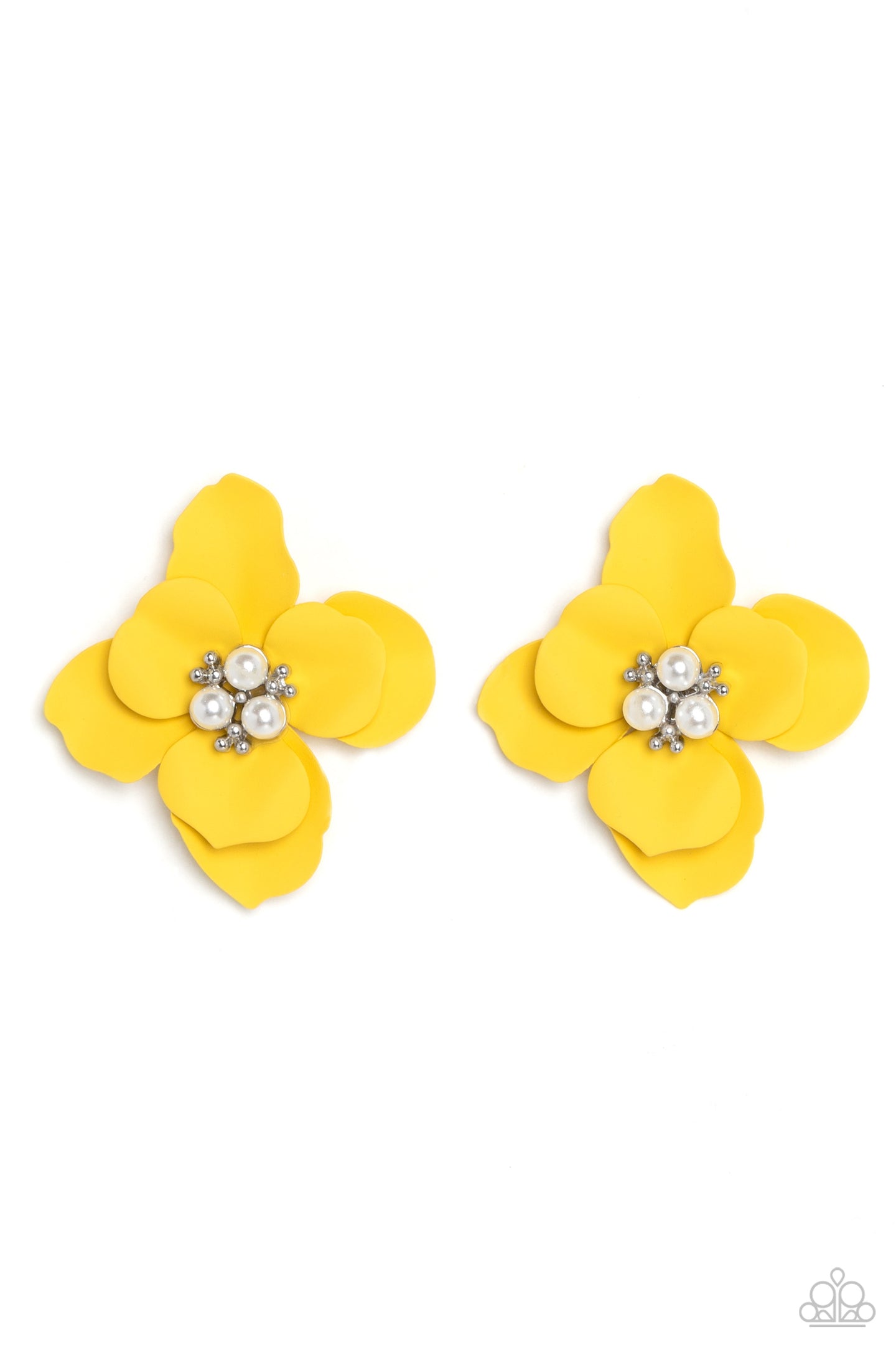 paparazzi-accessories-jovial-jasmine-yellow-post earrings