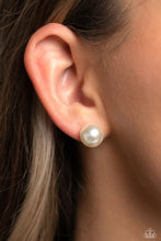 Load image into Gallery viewer, Debutante Details - White Post Earrings - Paparazzi Jewelry
