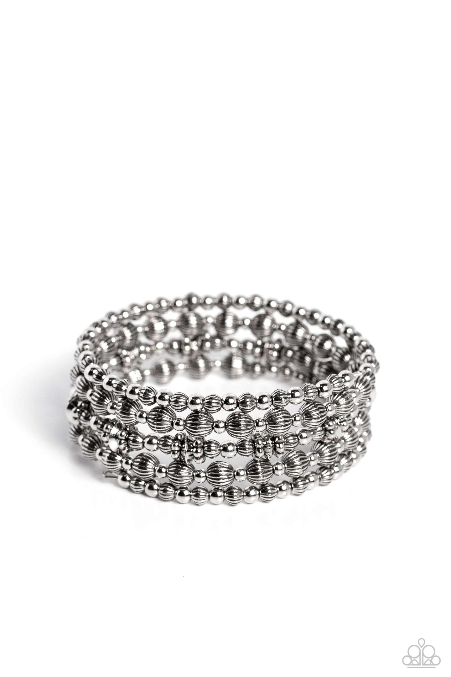 paparazzi-accessories-striped-stack-silver-bracelet