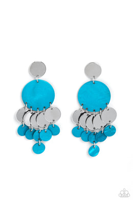 paparazzi-accessories-shell-of-the-ball-blue-post earrings