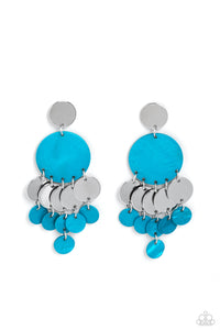 paparazzi-accessories-shell-of-the-ball-blue-post earrings
