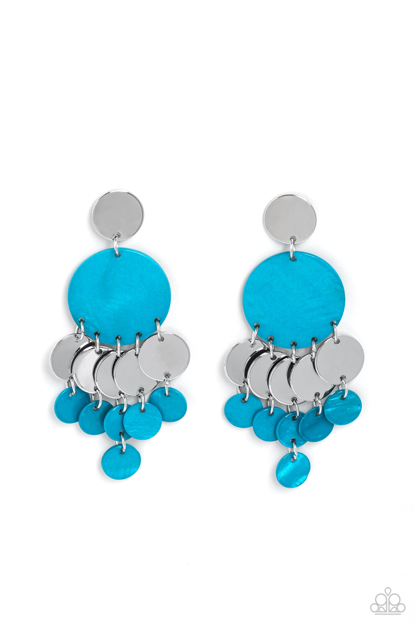 paparazzi-accessories-shell-of-the-ball-blue-post earrings