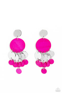 paparazzi-accessories-shell-of-the-ball-pink-post earrings