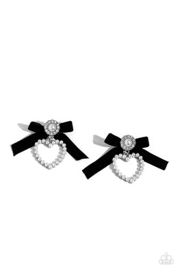 paparazzi-accessories-bow-and-then-black-post earrings