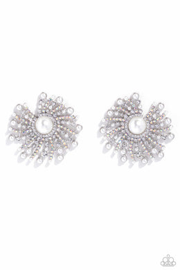 paparazzi-accessories-fancy-fireworks-white-post earrings