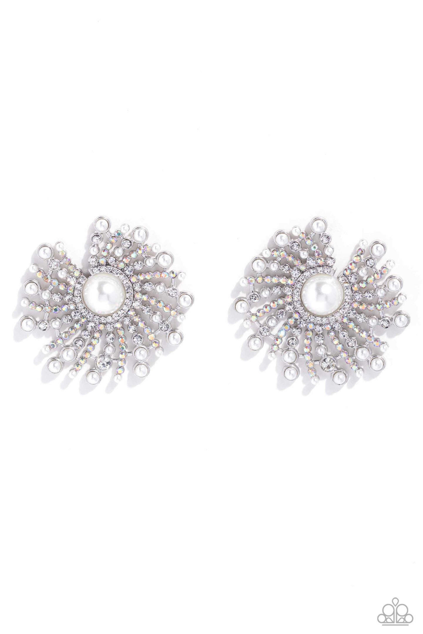 paparazzi-accessories-fancy-fireworks-white-post earrings