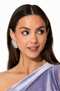 Fancy Fireworks - White Post Earrings - Paparazzi Jewelry