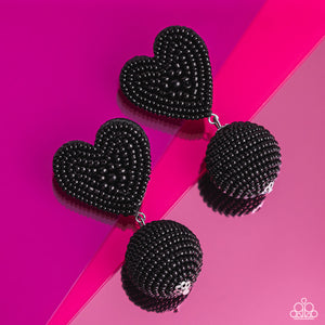 Spherical Sweethearts - Black Post Earrings - Paparazzi Jewelry