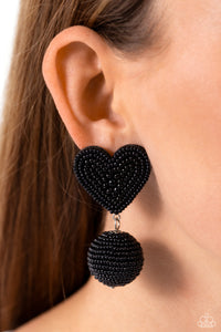Spherical Sweethearts - Black Post Earrings - Paparazzi Jewelry