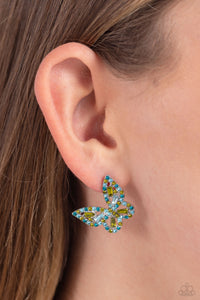 Tilted Takeoff - Green Post Earrings - Paparazzi Jewelry