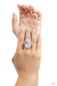 Dragonfly Dazzle - White Ring - Paparazzi Jewelry