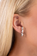 Load image into Gallery viewer, Sliding Shimmer - White Post Earrings - Paparazzi Jewelry
