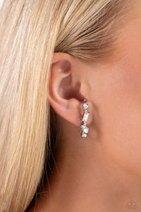 Sliding Shimmer - White Post Earrings - Paparazzi Jewelry