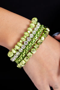 Punk Pattern - Green Bracelet - Paparazzi Jewelry