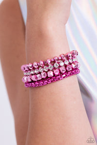 Punk Pattern - Pink Bracelet - Paparazzi Jewelry