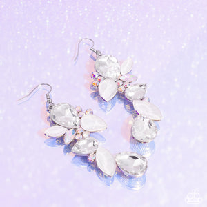 Fancy Flaunter - White Earrings - Paparazzi Jewelry