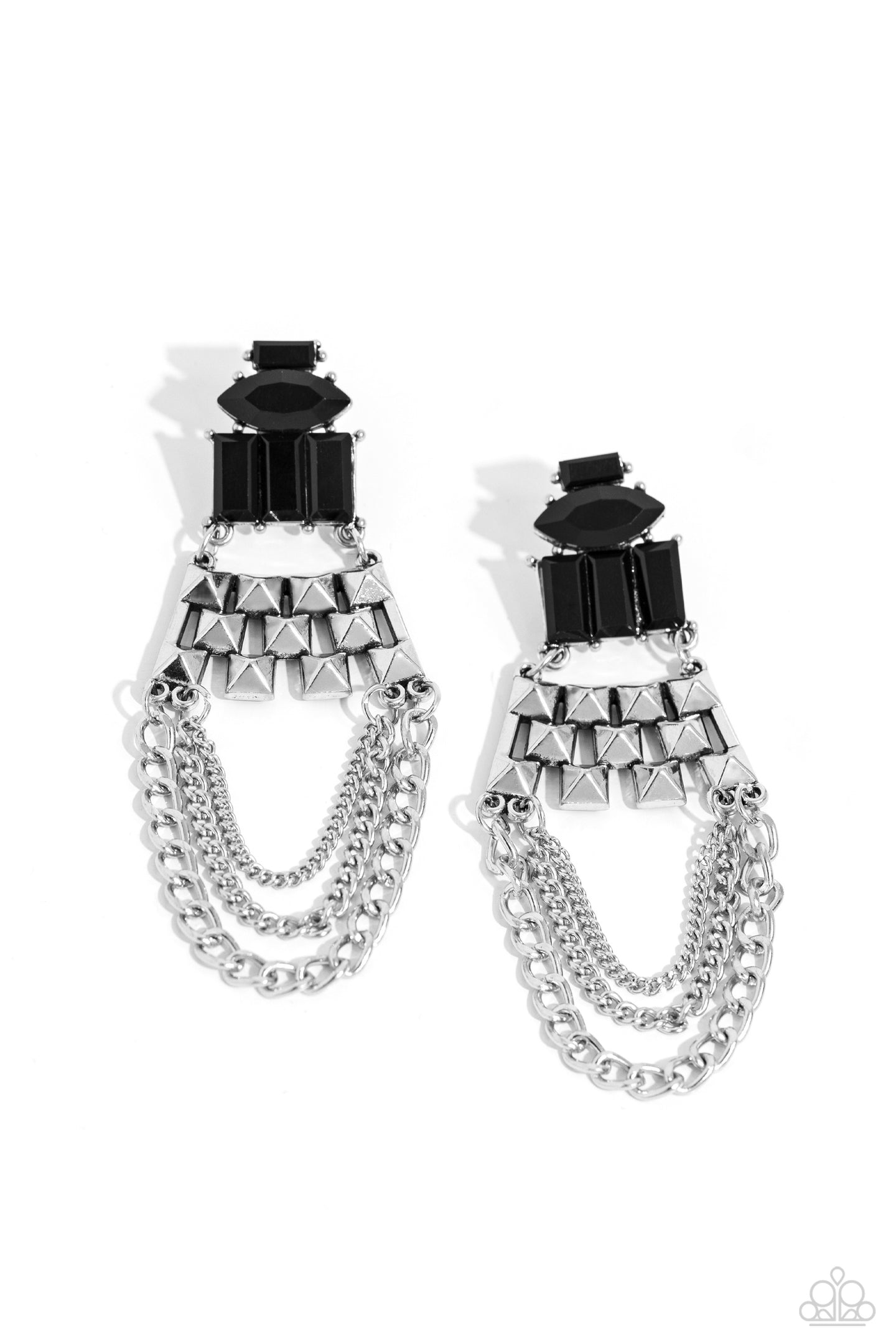 paparazzi-accessories-dangling-art-deco-black-post earrings