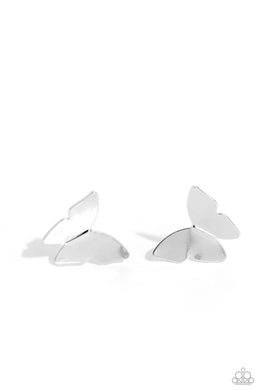 paparazzi-accessories-butterfly-beholder-silver-post earrings