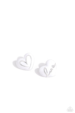 paparazzi-accessories-glimmering-love-white-post earrings