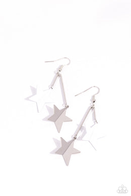 paparazzi-accessories-stellar-stagger-white-earrings