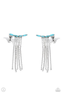 paparazzi-accessories-fault-line-fringe-blue-post earrings