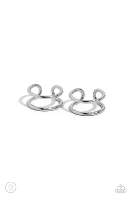 paparazzi-accessories-metallic-moment-silver-post earrings