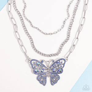 Winged Wonder - Blue Necklace - Paparazzi Jewelry