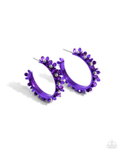 Load image into Gallery viewer, paparazzi-accessories-fashionable-flower-crown-purple-earrings
