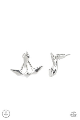 paparazzi-accessories-metal-origami-silver-post earrings